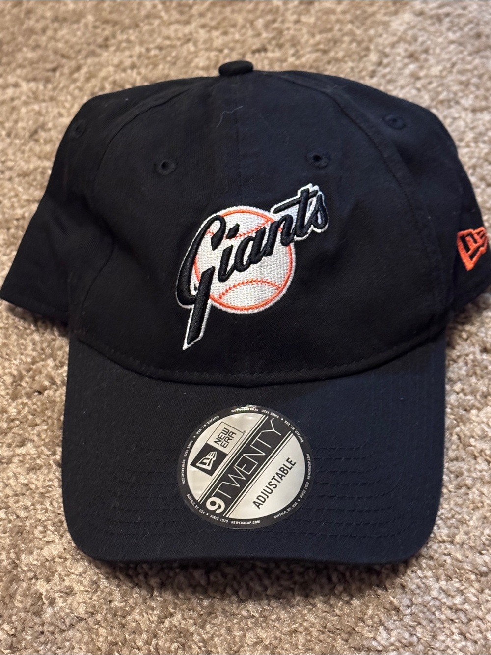 San Francisco Giants New Era Hat Cap Adult Black Adjustable Strap MLB Logo